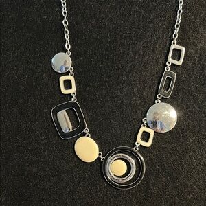 Lia Sophia Elegant Silver, Black & White Necklace